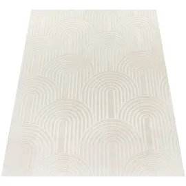Paco Home Teppich Wohnzimmer Schlafzimmer Kurzflor Skandinavisches Boho Muster Geometrisch 80x150 cm, Creme