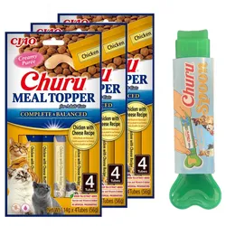 INABA Katzenmahlzeit Topper Huhn mit Käse Rezept 12x14g + Futterlöffel GRATIS!