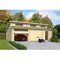 Lasita Maja Lasita Garage Hawaii Set mit Schwingtoren 780 cm x 520 cm Natur/Unbehandelt