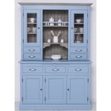 Casa Padrino Landhausstil Esszimmerschrank Hellblau / Grau 137 x 50 x H. 197 cm - Massivholz Küchenschrank - Esszimmer Möbel im Landhausstil - Landhausstil Esszimmer Einrichtung