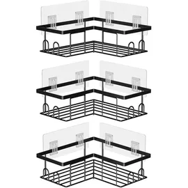 luxuskollektion Duschablage ohne Bohren Schwarz 3 Stück Organizer Waterproof
