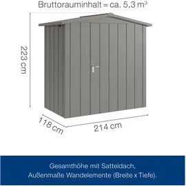 hörmann stauraumsysteme Juno Gerätehaus 2,14 x 1,18 m Grau