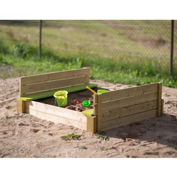 Wendi Toys Holz Sandkasten Maus | mit Deckel | Natur | 117x117x39 cm