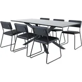 ebuy24 PiazzaBLBL Essgruppe Esstisch schwarz und 6 Kenth Esszimmerstühle PU Kunstleder schwarz.