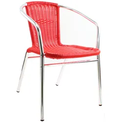pemora Bistrostuhl Terrassenstuhl Balkonstuhl Aluminium Stapelstuhl Outdoor Geflecht aus Neoprofil KIR rot