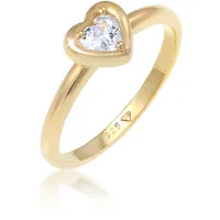 Elli Ring 925 Sterling Silber Herz in Gold | Gr.: 58