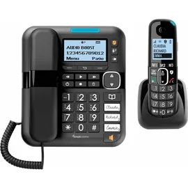 Amplicomms BigTel 1580 Combo EU Schnurgebundenes Seniorentelefon Freisprechen, für Hörgeräte kompatibel, Wahlwiederholung