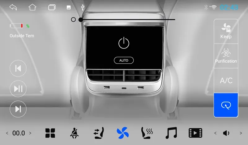 Junsun DW Series kompatibel mit Tesla Model 3/Y Rückseiten-Klimakontrollsystem 7-Zoll Auto-Radio 2GB RAM + 32GB Speicher