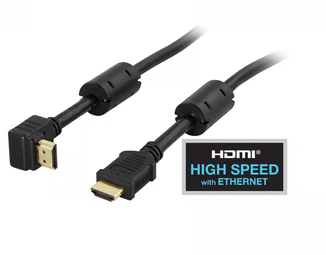 Deltaco Abgewinkelt HDMI Kabel High Speed with Ethernet, 4K, Ultra HD in 60Hz