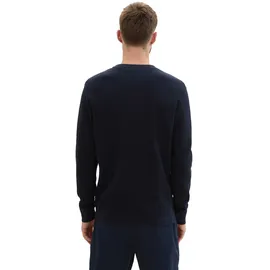 Tom Tailor Structured Crewneck Knit Pullover - Knitted Navy Melange - L