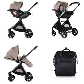 Chipolino Kinderwagen Elite 3 in 1 i-Size Babyschale Sportsitz Babywanne Tasche braun