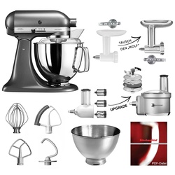 KitchenAid Küchenmaschine 5KSM175PS Fleischwolf Gemüse Set Medallion Silber