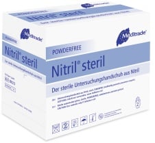 Meditrade Nitril® steril Untersuchungshandschuhe, Puder-, protein- und latexfrei, akzeleratorarm, 1 Packung = 50 Paar, Größe M