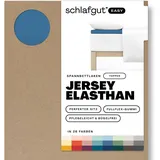 Schlafgut Easy Jersey Elasthan Topper Spannbettlaken 120x200 bis 130x220 Blue Mid, Spannbetttuch aus superweicher Baumwolle mit Elasthan