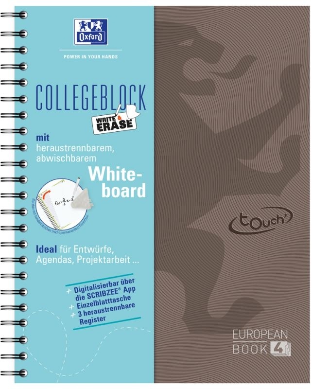 Oxford Touch European Book 4 'Write & Erase', DIN A4+, braun