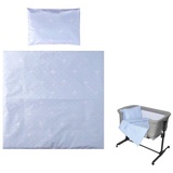 Lorelli Babybettwäsche-Set Eva 5-tlg Decke 75 x 75 cm, Kissen 29 x 42 cm, Bezüge hellblau