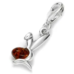 Ketten-Anhänger OSTSEE-SCHMUCK "Ostsee-Schmuck Charm-Einhänger Hase Charm-Einhänger Hase", weiß, Schmuckanhänger, Damen, 15 x 9mm, Silber 925 (Sterlingsilber), 1.6 g