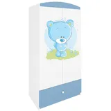 Raumhirsch Furniture Kinderkleiderschrank mit Tiermotiven - Kleiderschrank für Kinder (Kinderzimmerschrank für Jungen & Mädchen, Mit Ablagefächern & Kleiderstange) neutrale Motive, langlebig, verschiedene Farben & Designs blau