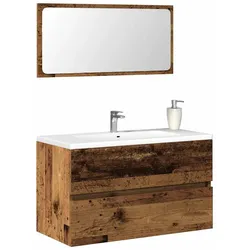 Badschrank mit Spiegel Altholz-Optik Holzwerkstoff