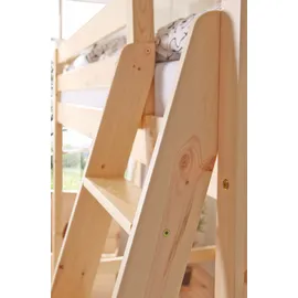 TICAA Hochbett Matthias 140 x 200 cm inkl. Rollrost Kiefer massiv natur