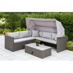 MERXX Gartenmöbel-Eckset »San Marco«, 4 Sitzplätze, Kunststoff, inkl. Auflagen - grau