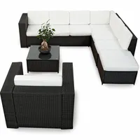 XINRO 22tlg. Polyrattan Gartenmöbel Lounge Set (Modell 2023) Polyrattan Sitzgruppe Loungemöbel + 1x Lounge Sessel - Rattan Garnitur Sitzgruppe - In/Outdoor - handgeflochten - schwarz