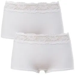 Trofe Lace Trimmed Boxer Briefs 2P Weiß Baumwolle Medium Damen