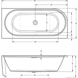 Riho Desire Corner Eckbadewanne 184 x 84 cm (B088004105)