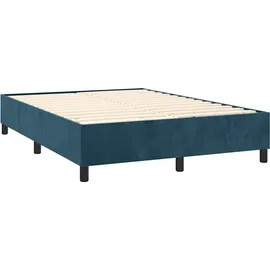 vidaXL Boxspringbett mit Matratze Dunkelblau 140x200 cm Samt