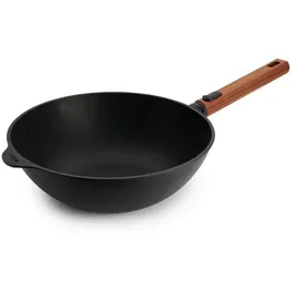 WOLL Eco Logic QXR Gusswok 30cm mit abnehmbarem Holzgriff (11030WLCI-Q)