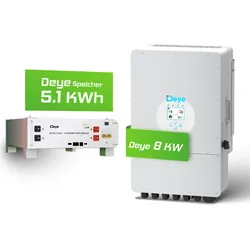 Deye Komplettset 8 kW Hybridwechselrichter (SUN-8K-SG04LP3-EU) & 5 kWh Batteriespeicher Deye SEG