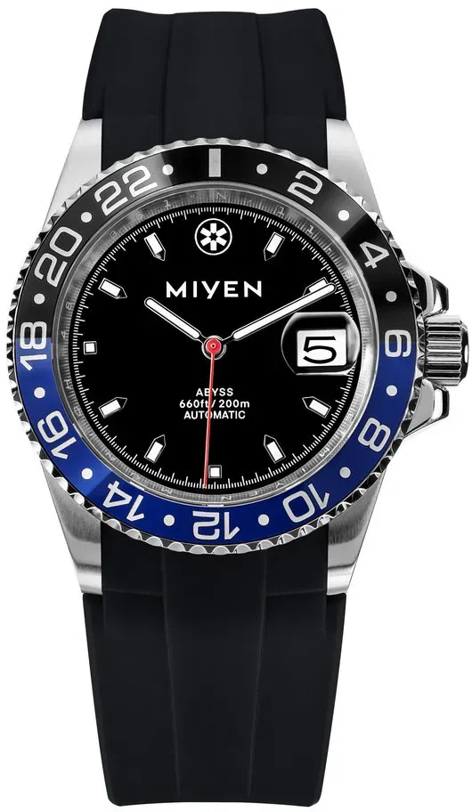 MIYEN MUNICH - ABYSS - BlackBlue - mit schwarzem Kautschukarmband / 40 MM