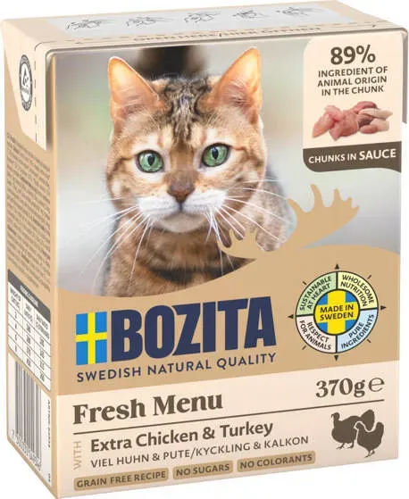 Bozita Feline Häppchen in Soße, Hühnchen & Pute 370g (Rabatt für Stammkunden 3%)