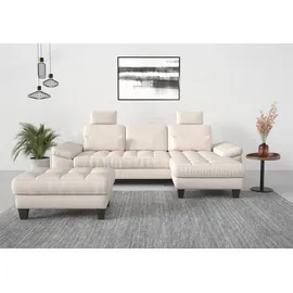 sit&more Ecksofa SIT & MORE "Westham L-Form", beige (creme), B:275cm H:88cm T:172cm, 100% Polyester, Sofas, Ecksofa, Recamiere, mit oder ohne Bettfunktion, Bettkasten, Füße wengefarben