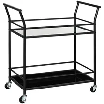 Homcom Küchenwagen mit 2 Ablagen auf Rollen Metall Schwarz 75 x 40 x 80 cm