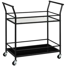 Homcom Küchenwagen mit 2 Ablagen auf Rollen Metall Schwarz 75 x 40 x 80 cm