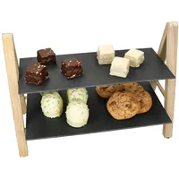 Mambocat Etagere ERIKA 2-stöckig rechteckig aus Holz & Schiefer