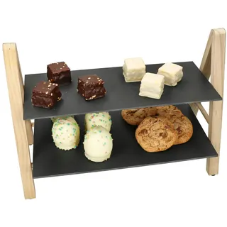 Mambocat Etagere Erika 2-stöckig rechteckig aus Holz & Schiefer – 21802