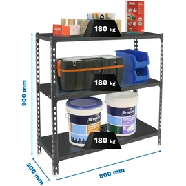 Proregal Schwerlastregal Baby Metal Shark HxBxT 90 x 80 x 30 cm Fachlast 180 kg Anthrazit