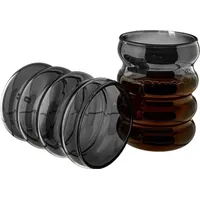 Mulex 8er Set Wave-Style Trinkgläser-Set in Schwarz Kaffeegläser Getränkebecher