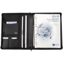 Ringbuchmappe ALASSIO "DIN A4, Monza", Herren, schwarz, Glattleder, Dokumentenmappen, aus Leder