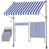 SONGMICS Klemmmarkise Balkonmarkise höhenverstellbar UV-beständig wasserabweisend (ohne Bohren mit Handkurbel inkl. Zubehörpaket & Anleitung) Sonnenschutz, 250 x 120 x 220–300 cm (L x B x H) blau 120 cm x 250 cm