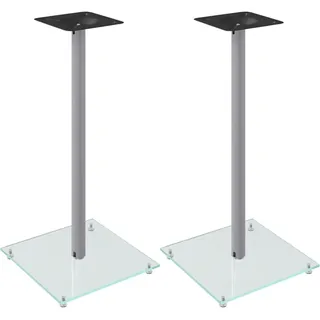 vidaXL Lautsprecher-Ständer 2 Stk. Silbern Hartglas 1 Säule