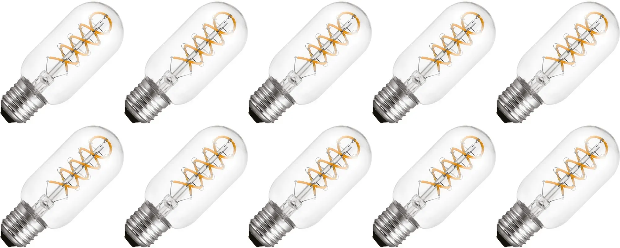 Lighto | LED-Faden | Große Fassung E27 | Röhrenlampe | Hell | 45mm | 5W | 10 Stück