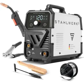 STAHLWERK Mini FLUX 120 ST Digital – Fülldrahtschweißen ohne Gas bis 120 A, kompakt, synergisch, LED-Licht, Lift-TIG- & MMA/ARC-... LIFT TIG Funktion