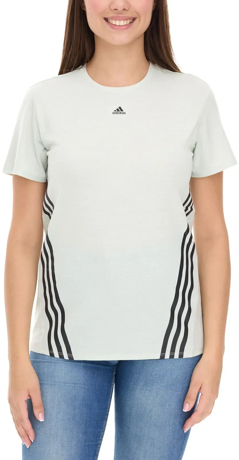 adidas Damen nachhaltiges Sport-Shirt Rundhals-Shirt Fitness-Shirt Sport-Oberteil Kurzarm-Shirt HK6976 Grün/Schwarz - XL