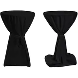 TexDeko Stehtischhusse Premium Schwarz Ø 90cm mit Schleifenband
