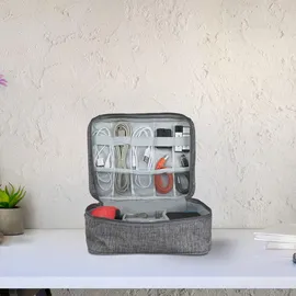 Relaxdays Kabeltasche Organizer 11 x 25 x 20 cm 1-tlg. grau