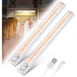 120-led-schrankleuchte, Kabellose Magnetische Schrankbeleuchtung, Usb-aufladbar, Tragbar, Automatische Dimmfunktion (2 Stück)