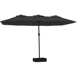 vidaXL Doppel-Sonnenschirm mit LED-Leuchten Schwarz 449x245 cm
